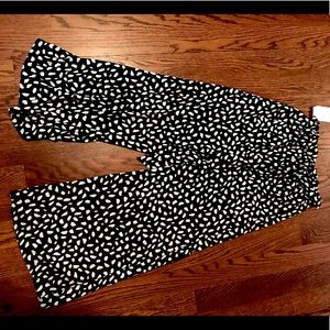 Mid rise wide leg pants with tie belt